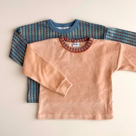 Ba*Ba kidswear_Long Sleeve (VELVET PEACH/BLOCKS) / 110,116cm