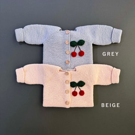 RKO_Cherry Romper (BEIGE/GREY) / 3-6,6-12months