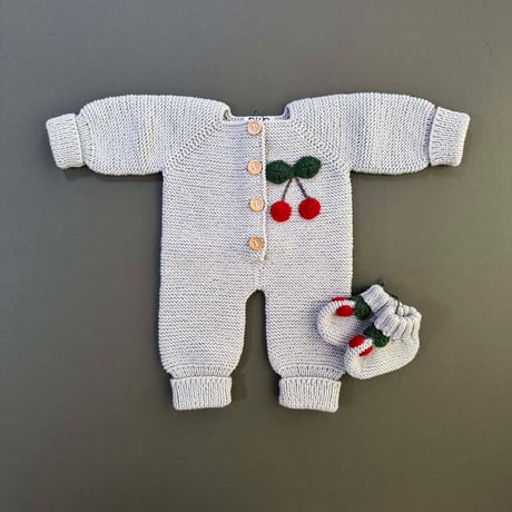 RKO_Cherry Booties (GREY) / 3-6months