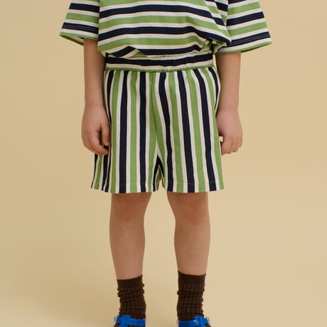 OXOX CLUB_Striped Mini Shorts (Green,Yellow) / 86-92,98-104,110-116,122-128,134-140cm