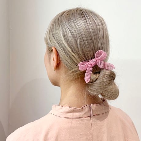 La Fleur Perlélite_Bow Hair Comb (Pink,Orange Sorbet)