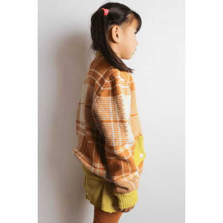 LIGNE NOIRE ENFANTS_ TARTAN JACKET (Fuxia/Gold Beige) / 2years