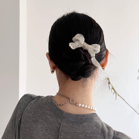 La Fleur Perlélite_Bow Hair Comb (Pink,Orange Sorbet)
