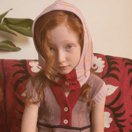 LIGNE NOIRE E._TARTAN HAT (PINK/RED)