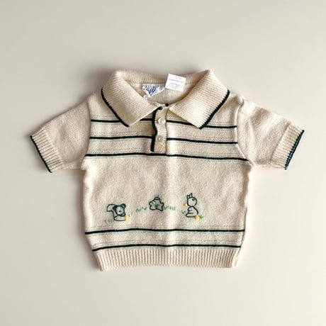 60s embroidery knitting polo / 12months