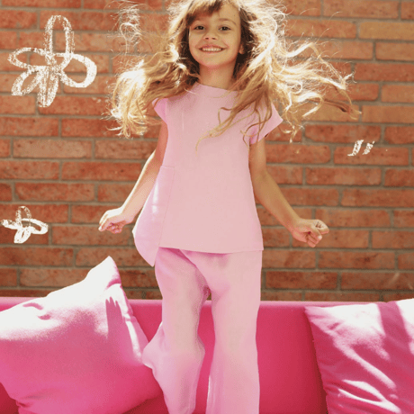 Eshvikids_LINEN SET (GREY/PINK/YELLOW) / 3,4years