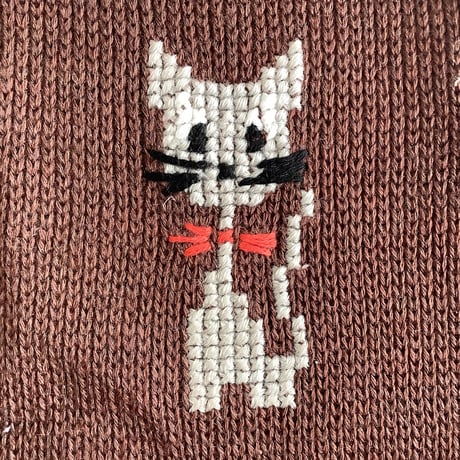 70s cat knitting dress