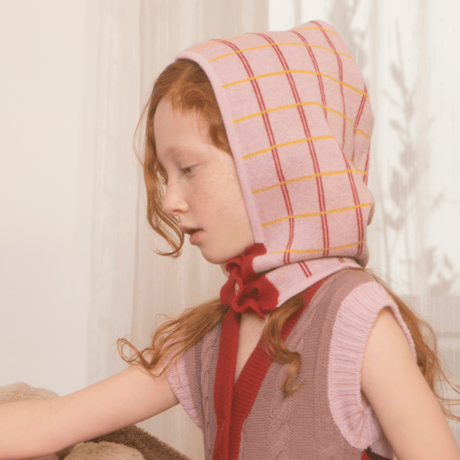 LIGNE NOIRE E._TARTAN HAT (PINK/RED)
