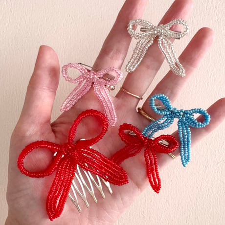 La Fleur Perlélite_Bow Brooch (Turquoise,Red)