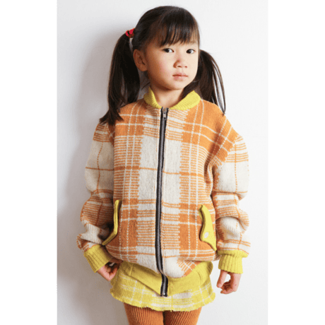 LIGNE NOIRE ENFANTS_ TARTAN JACKET (Fuxia/Gold Beige) / 2years