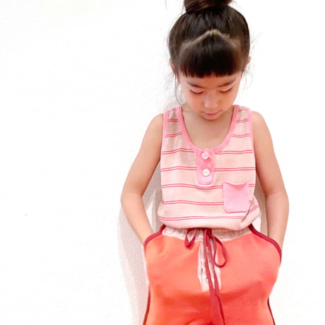 LIGNE NOIRE ENFANTS_ TANK TOP STRIPES (Vintage Pink/Multi) / 6years