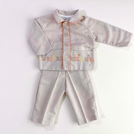 animal embroidery tops&pants outfit