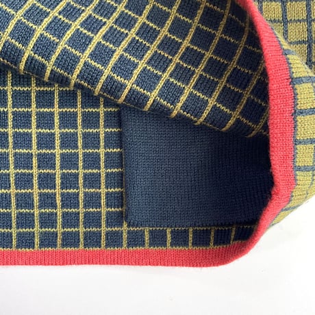 NAMUUU_WINDOWPANE CREWNECK (Camel×Red/Sea Green×Olive) / 2-3years,4-5years
