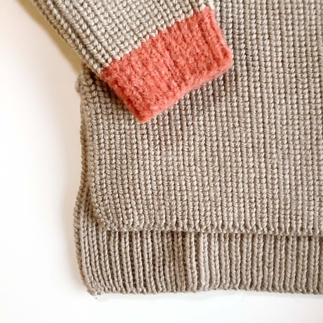 NAMUUU_BOUCLE TRIM CREWNECK (Camel/Grey) /2,3,4,5years