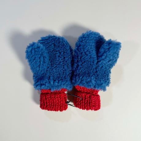 RKO_Floral Fluffy Mittens (WHITE/BLUE) / 1-2,3-4years