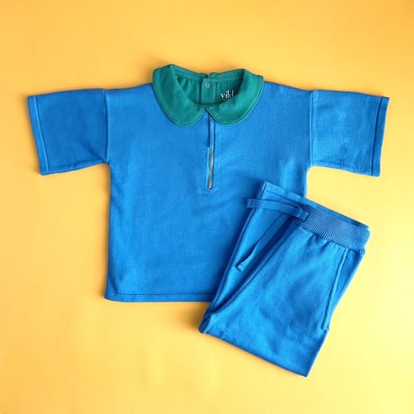 Vild-House of Little_WIDE LEG TROUSERS (ARCHIPELAGO BLUE/DARK OCHRE) / 2-3,3-4,4-5,5-6years