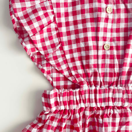 RKO_Checkered Dress with Embroidery (Red,Blue) / 3-4,4-5,5-6,6-7years