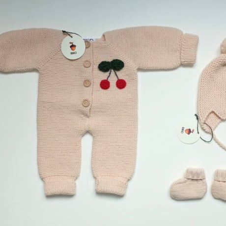 RKO_Cherry Romper (BEIGE/GREY) / 3-6,6-12months