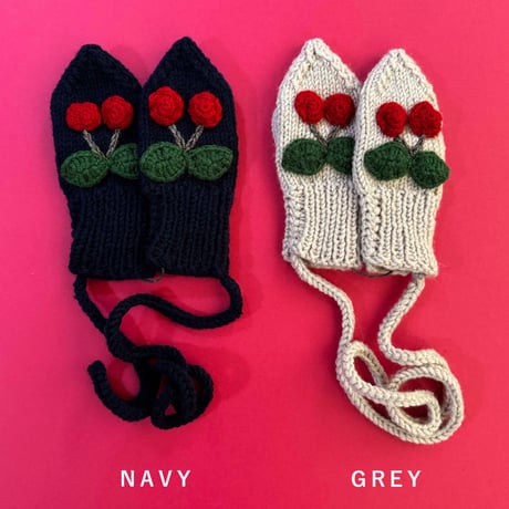 RKO_Cherry Mittens (NAVY) / 5-6years