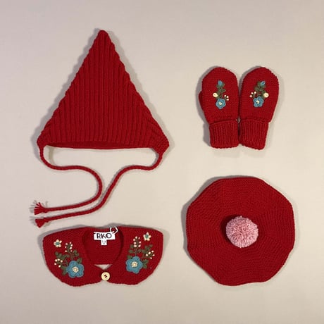 RKO_Beret Hat (GREY/RED) / 3-5years