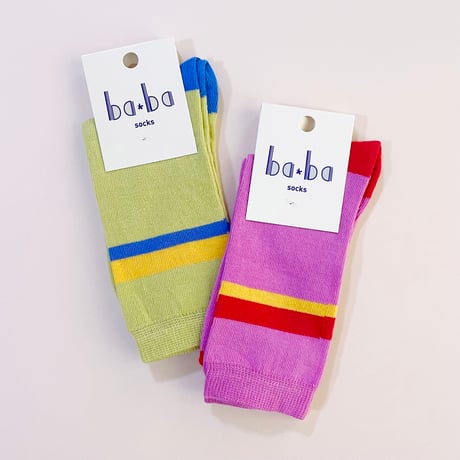 Ba*Ba kidswear_Medium Socks (PINK,YELLOW) / 11~13,13.5~15.5,16~18,19~21,22.5~24cm
