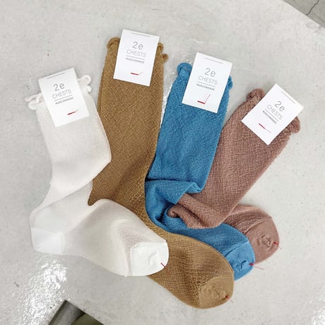 2e CHESTS×MARCOMONDE_GLITTER SHEER LADYS socks (Gold,L.Blue,Coral,White)