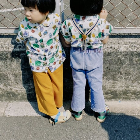Vild-House of Little_WIDE LEG TROUSERS (ARCHIPELAGO BLUE/DARK OCHRE) / 2-3,3-4,4-5,5-6years