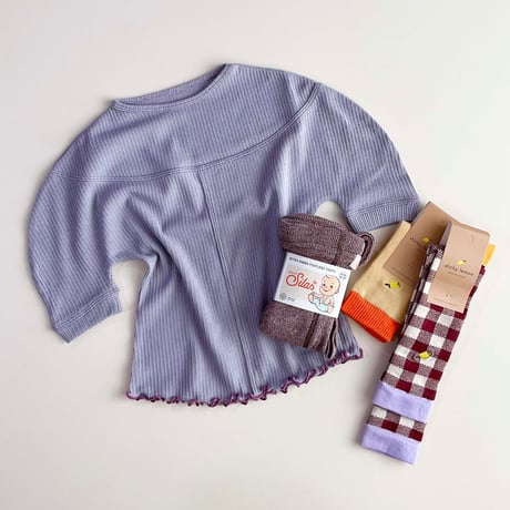 Sticky Lemon_Knee high socks (gingham,colourblocking) / 13-14.6,15.2-16.8,17.1-19.1cm
