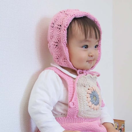 RKO_Lace Bonnet Hat (Peach,Pink) / 3-6.6-12months