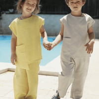 Eshvikids_LINEN SET (GREY/PINK/YELLOW) / 3,4years