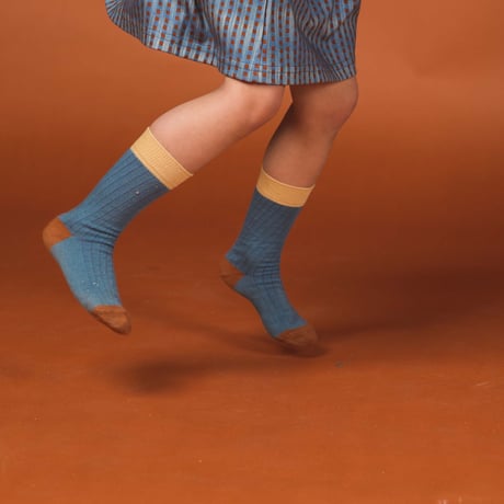 Ba*Ba kidswear_Medium Socks (BLUE/BLOCKS) / 11~13,13.5~15.5,16~18,22.5~24cm