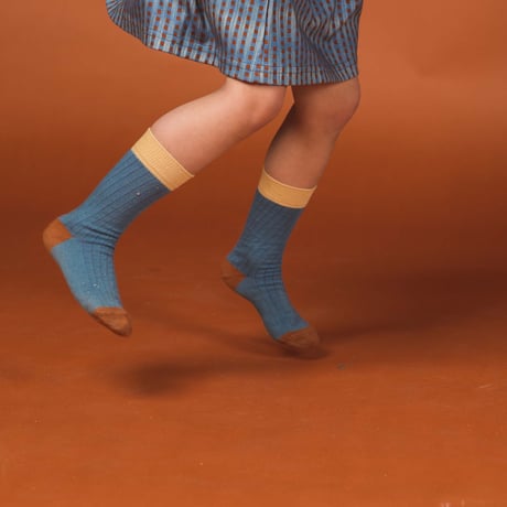 Ba*Ba kidswear_Medium Socks (BLUE/BLOCKS) / 11~13,13.5~15.5,22.5~24cm