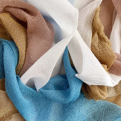 2e CHESTS×MARCOMONDE_GLITTER SHEER LADYS socks (Gold,L.Blue,Coral,White)