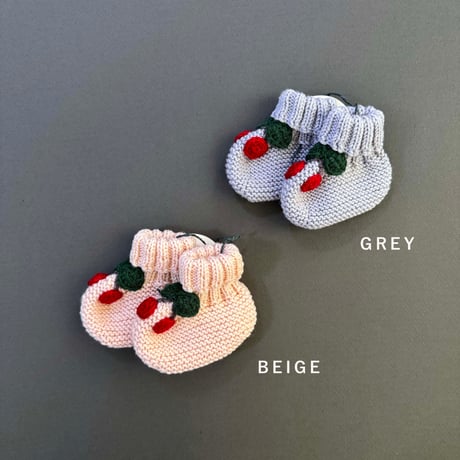 RKO_Cherry Booties (GREY) / 3-6months