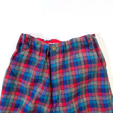 70s plaid pants / 120cm