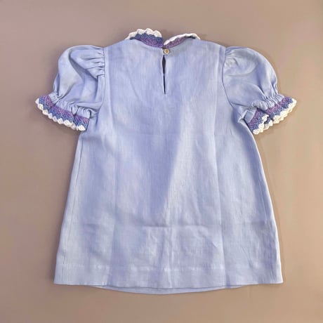 RKO_Linen Dress with Crochet Pockets (Sky) / 4-5years