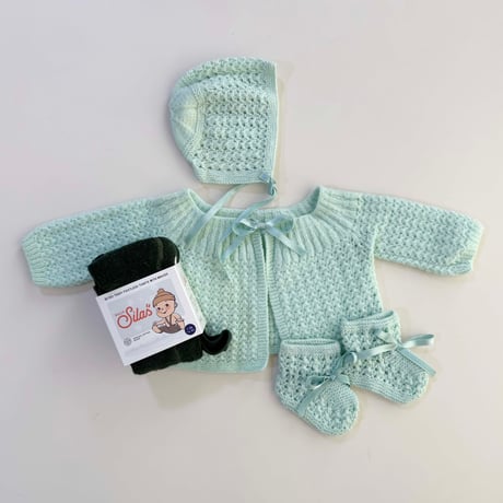 knitting cardigan&hat&booties set