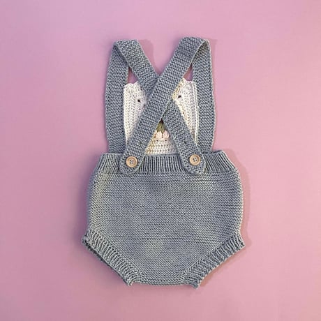 RKO_Romper with Flower Crochet (Peach,Pink,Grey) / 3-6,6-9,9-12months
