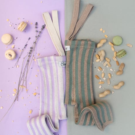 SILLY Silas Footless Collection_Matcha × Peanut Striped