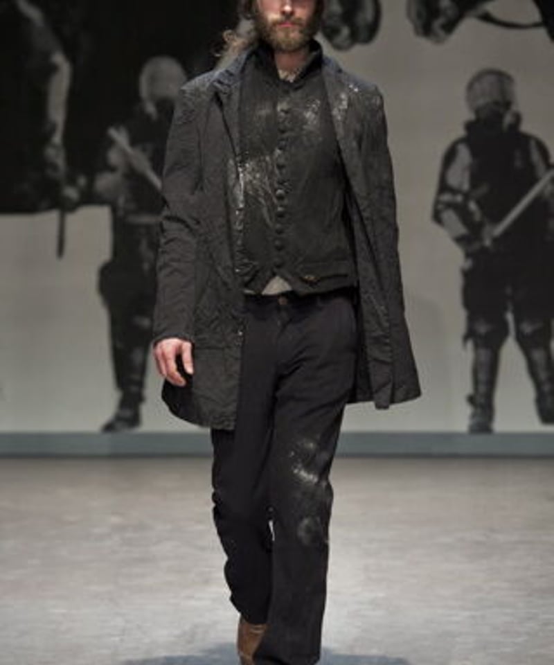 GEOFFREY B.SMALL／Organic Linen Long Coat Geoffrey B.Small handmade d-b notch-lapel long wrap fully
