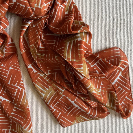 Cotton Silk  Printed Stole L (Woven Orange)