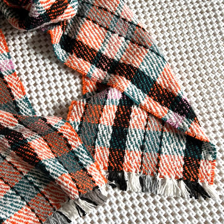 Gara-bou Muffler Stole Kabe 22×190cm (Twill Plaid - Orange)