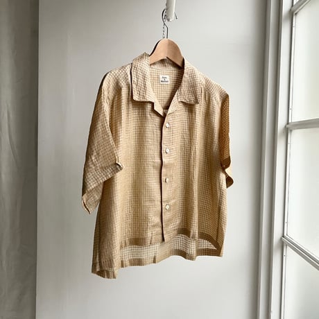 Silk Plaid Bowler Shirts Short & Regular (Beige)