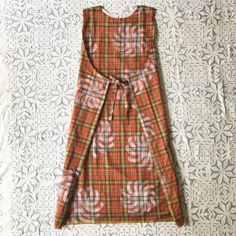 Plaid Printed Apron Dress (Red)