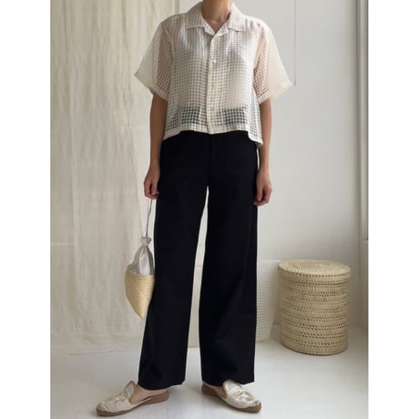 Silk + Viscose Bowler Shirts Short (Ivory)