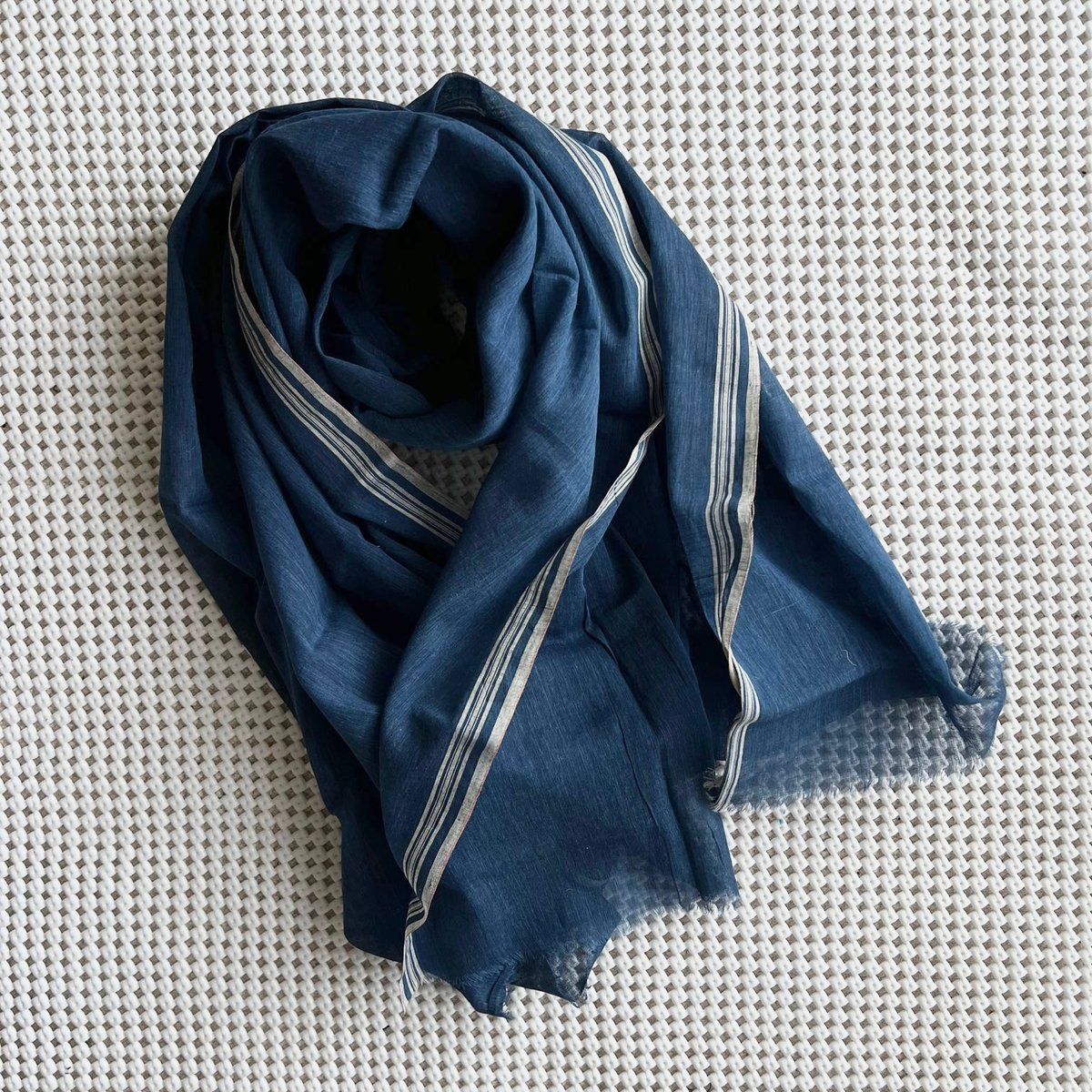 藍染 khadi 手織り 藍染 大判ストール ストール 藍染 インディゴ染め