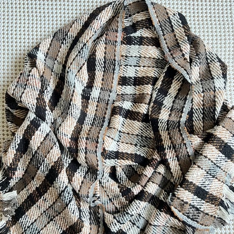 Gara-bou Blanket Stole Kabe 100×190cm (Twill Plaid - Brown)
