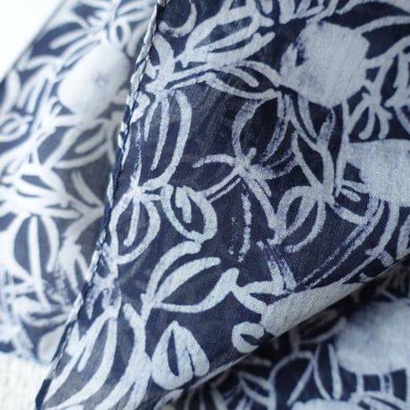 Cotton Silk  Printed Stole S (Blaoga Navy)