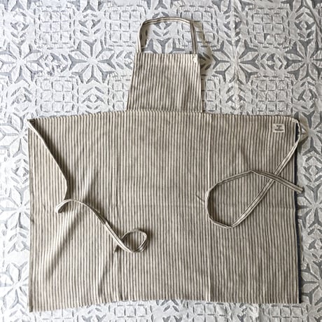 Organic Khadi Kid's Full Apron ( Indigo Selvedge / Indigo Hickory / Charcoal Pin Stripe )