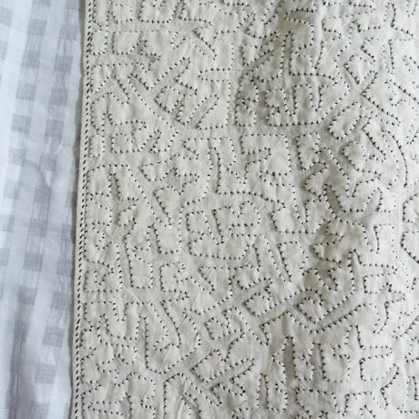 Katab Fabric #Ivory - Black Stitch (55x55)